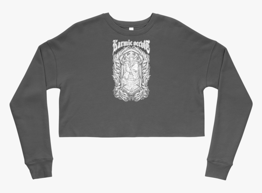 Vampire Girl Crop Top Sweater Mockup Front Flat Black, HD Png Download