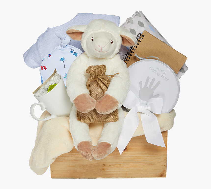 Lovely Lamb Baby Gift Basket Blue Delivery Shipping - Stuffed Toy, HD Png Download