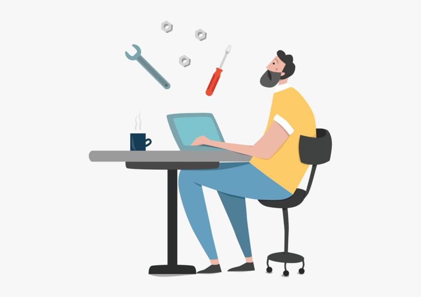 Maintenance Man Character Spanner Working Illustrations - Web Design Custom Illustrations Png, Transparent Png