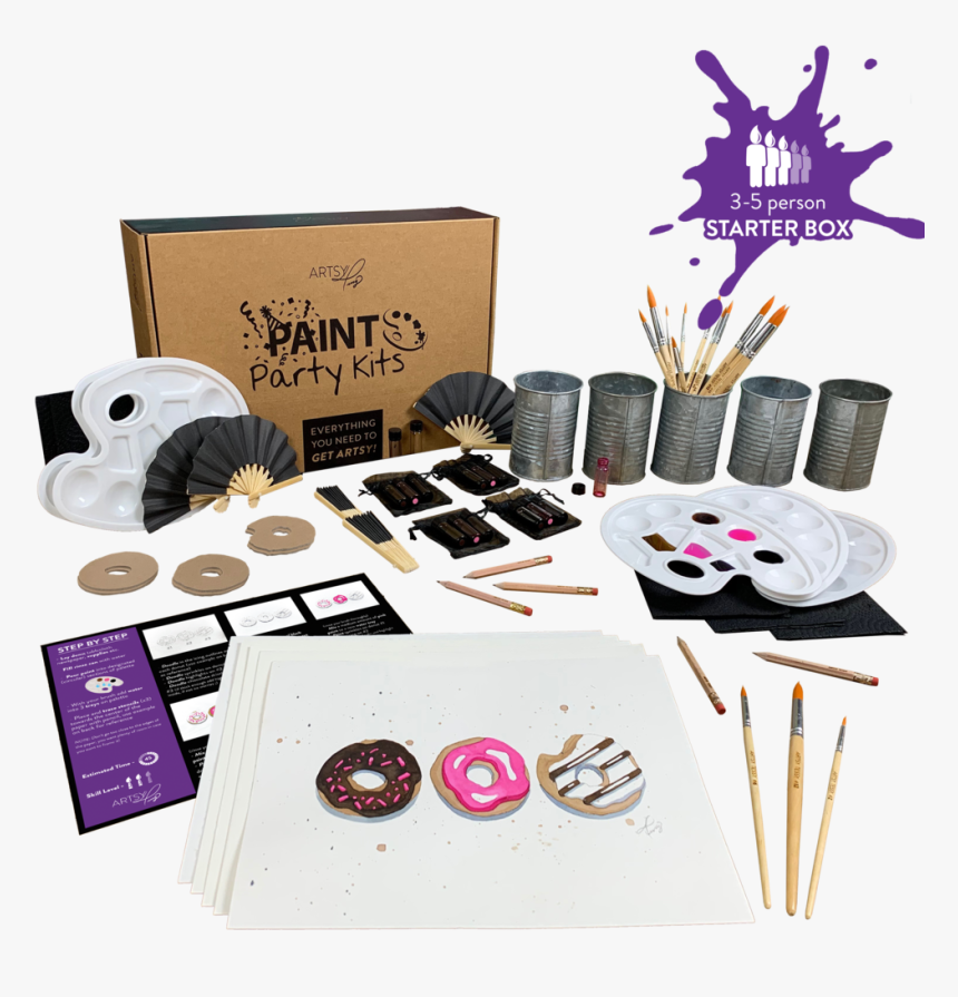 Paint Party Kits 3-5 Person Starter Box Mmm Donuts - Party Favor, HD Png Download