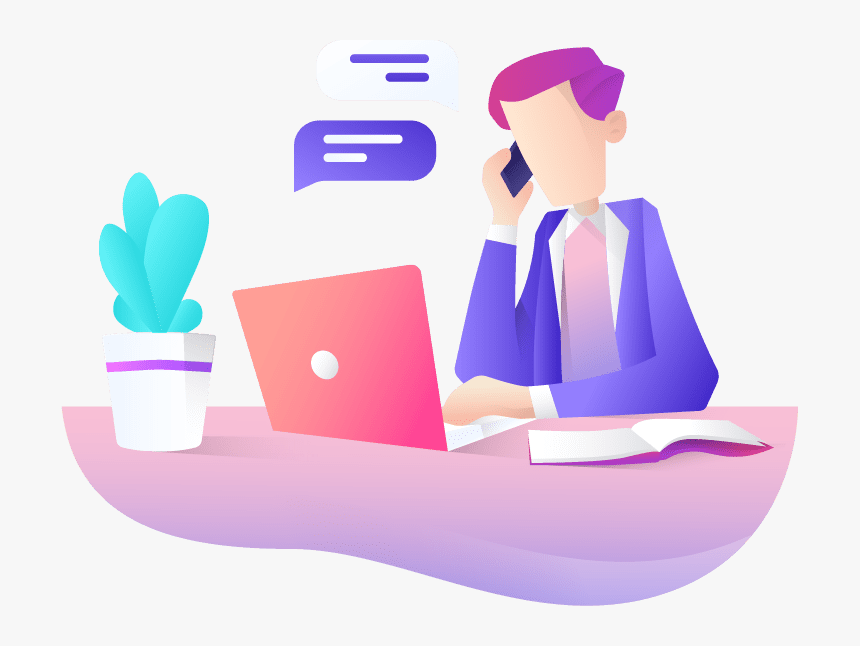 An Illustration Of A Man In A Suit Working On A Laptop, HD Png Download