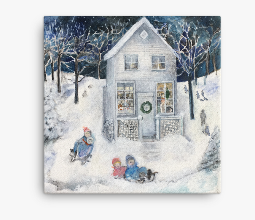 Sledding At Christmas In The 1950 S Canvas Print - Picture Frame, HD Png Download