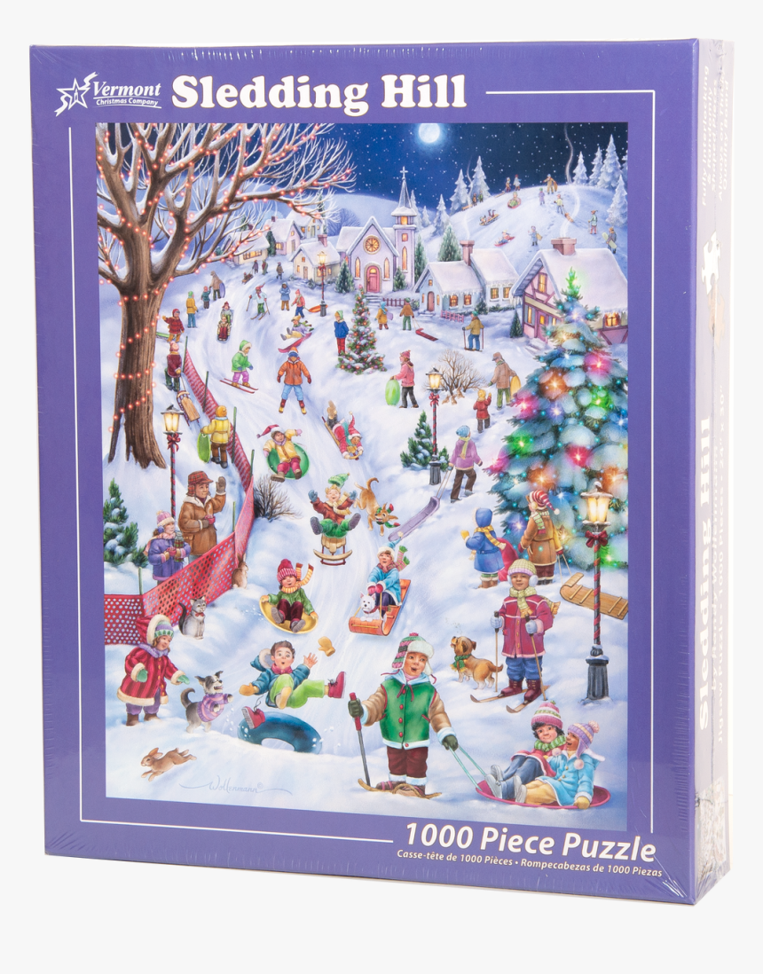 Sledding Hill Puzzle - Christmas Sledding, HD Png Download