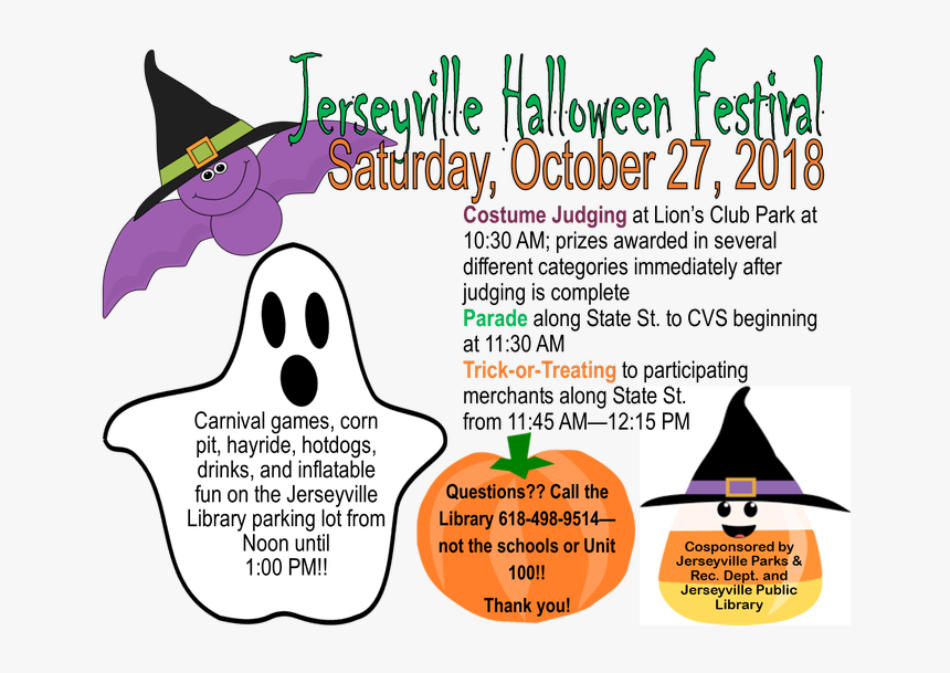 Jerseyville Halloween Festival 2018 - Cartoon, HD Png Download