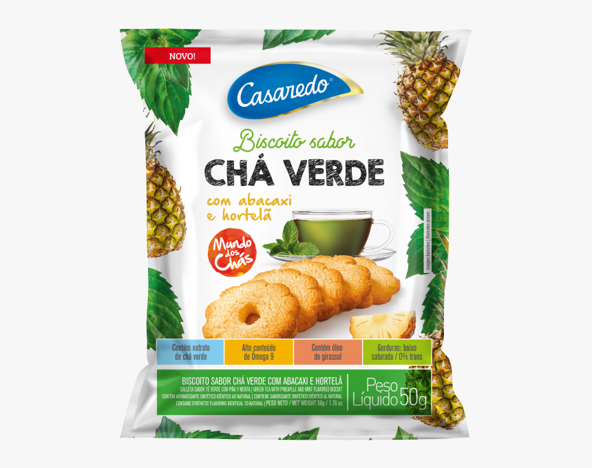 Biscoitos Sabor Chá Verde Com Abacaxi E Hortelã 50g - Casaredo Biscoito Cha Verde, HD Png Download