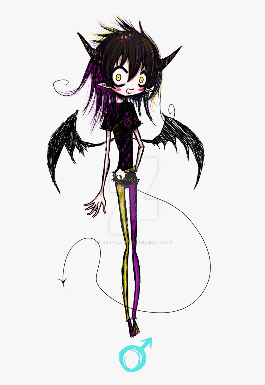 Custom Emo Demon Boy - Anime Doll Boy Drawing, HD Png Download