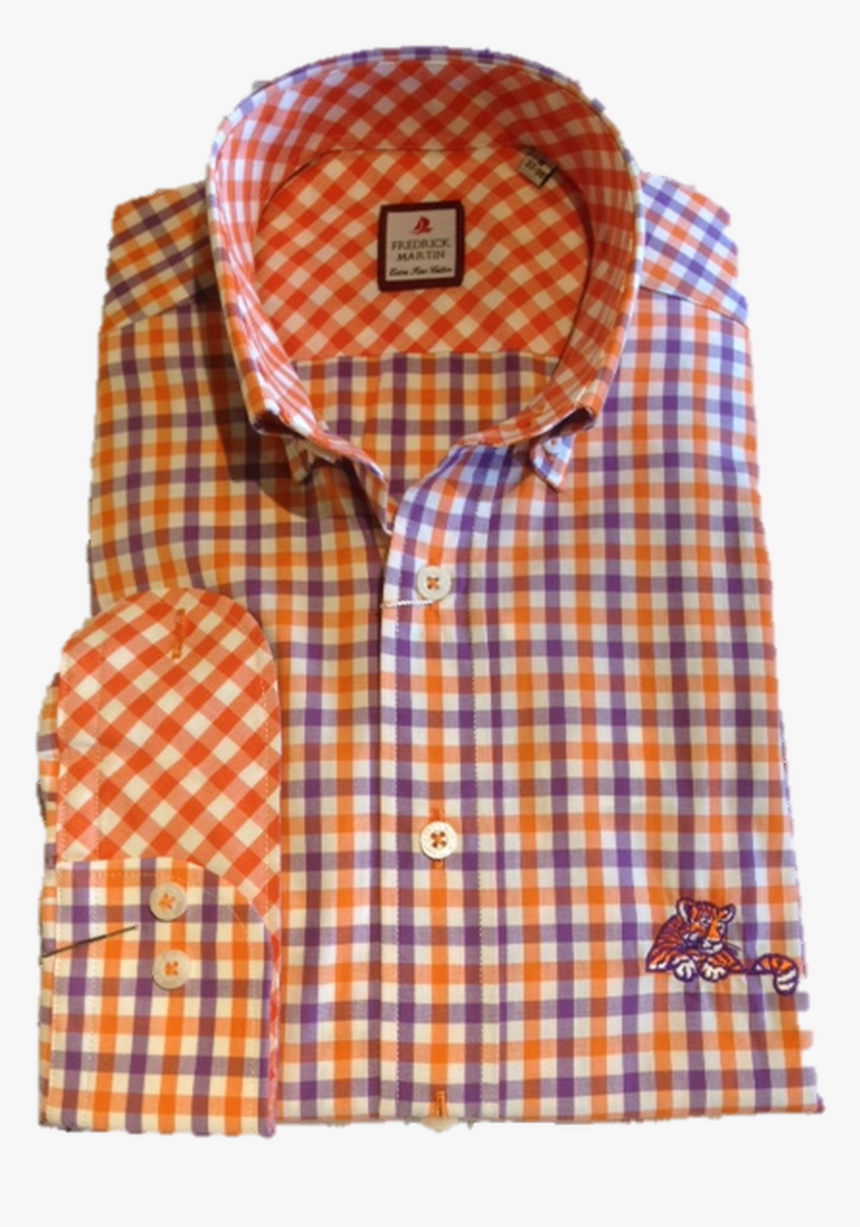 Clemson 3 Color Gingham Sport Shirt - Proceeding Right-gray, Standstill Red, HD Png Download