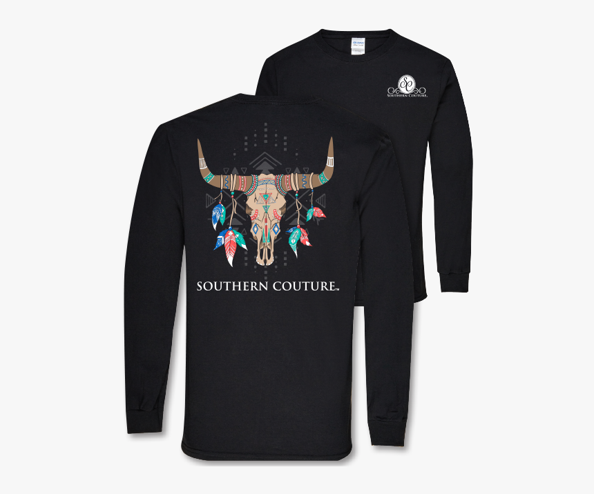 Sc Classic Tribal Skull On Long Sleeve - Camper Christmas T Shirt, HD Png Download