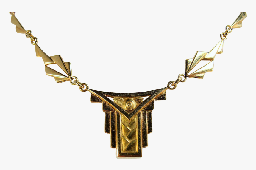 Art Deco 18k Solid Gold Necklace, French Stamped Gold - Choker, HD Png Download