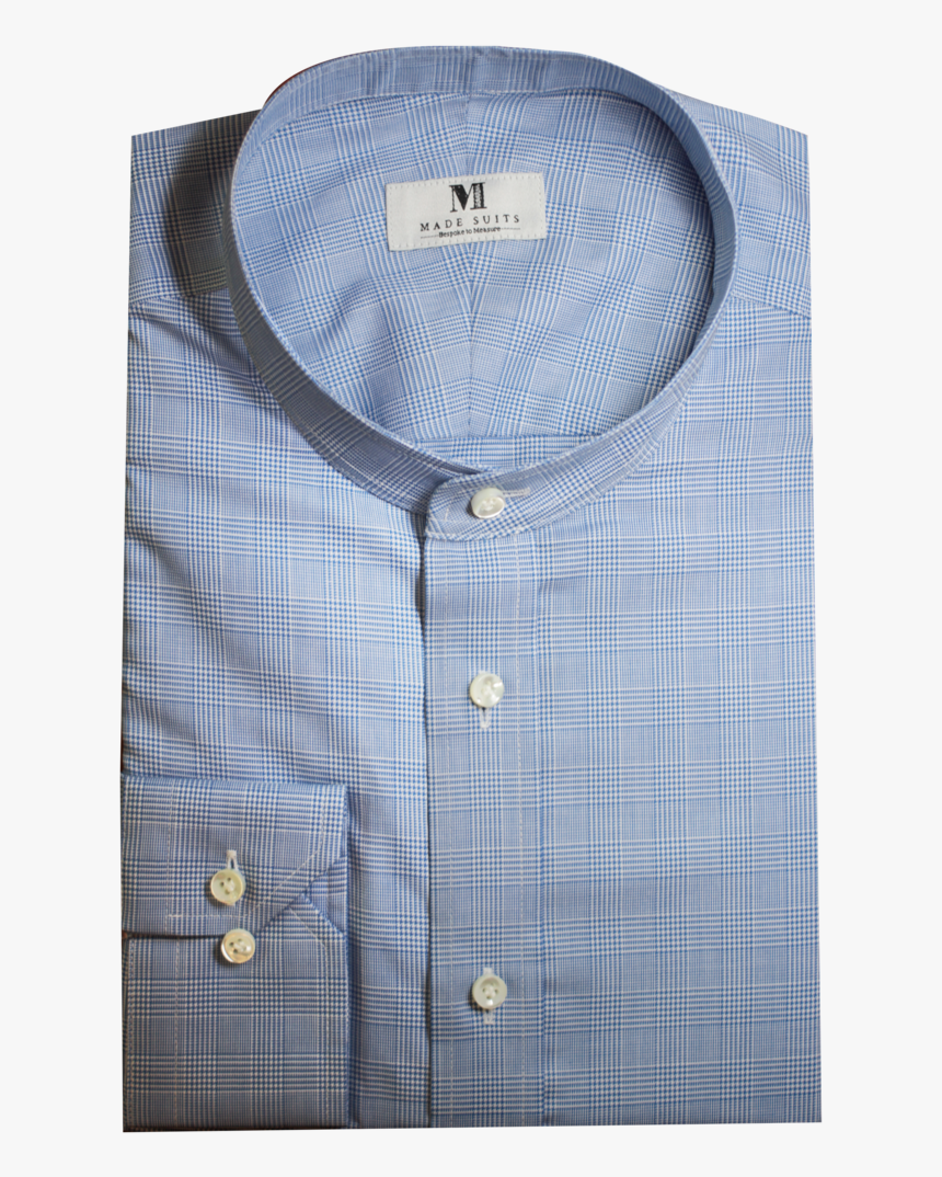 Blue Glen Checks Mandarin Collar Made To Measure Shirts - Button, HD Png Download
