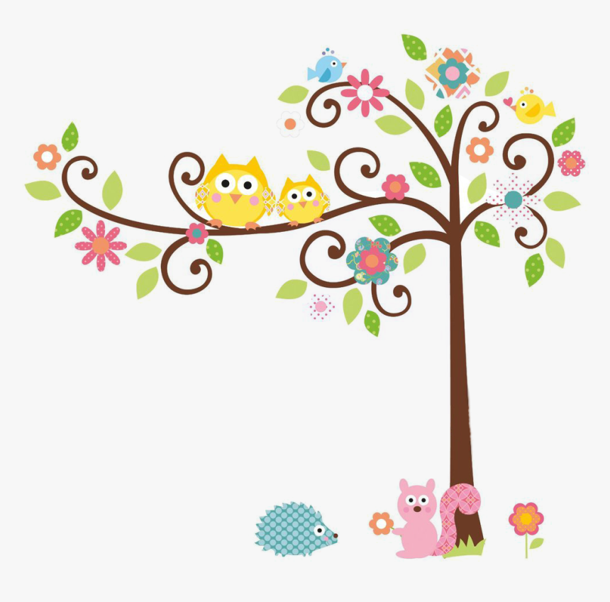 Cute Owl On Tree Clipart Rigybdoil Copy - Arbol De Buhos Png, Transparent Png
