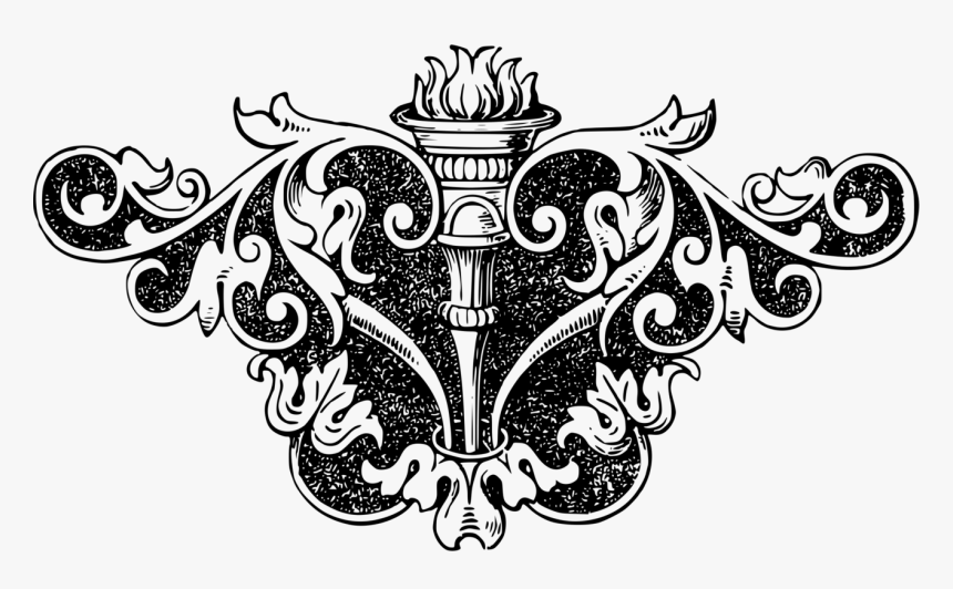 Visual Arts,art,symmetry - Black And White Torch Drawing, HD Png Download