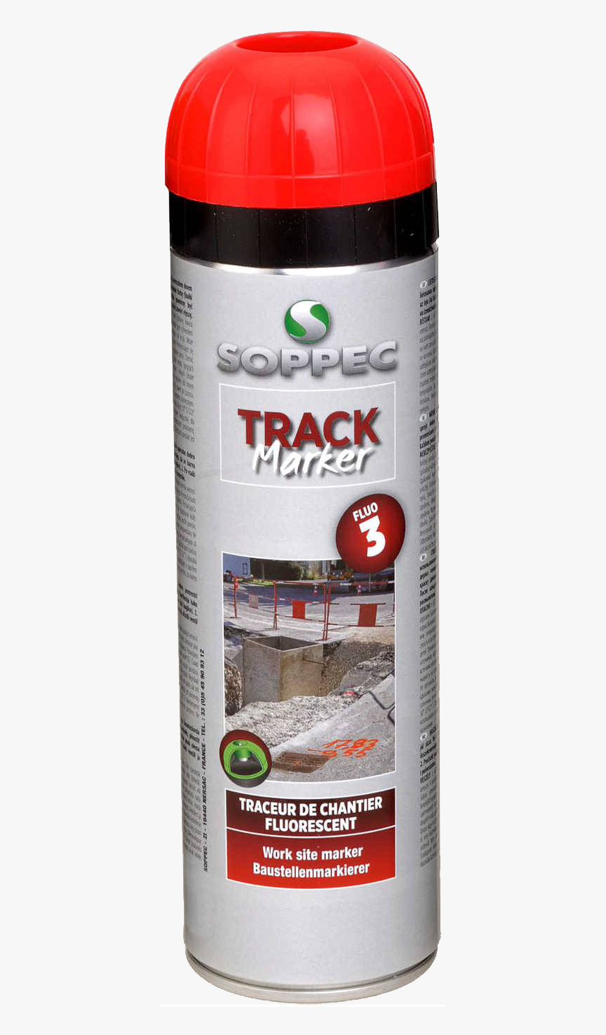 Red Spray Paint 500 Ml Soppec Track Marker - Bottle, HD Png Download
