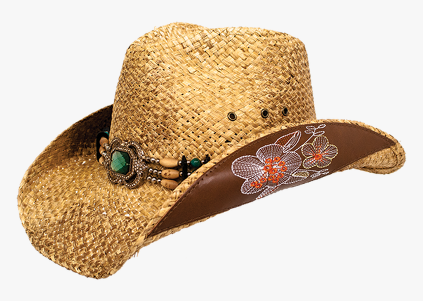 Aliza Floral Embroidered Straw Cowboy Hat By Peter - Cowboy Hat, HD Png Download