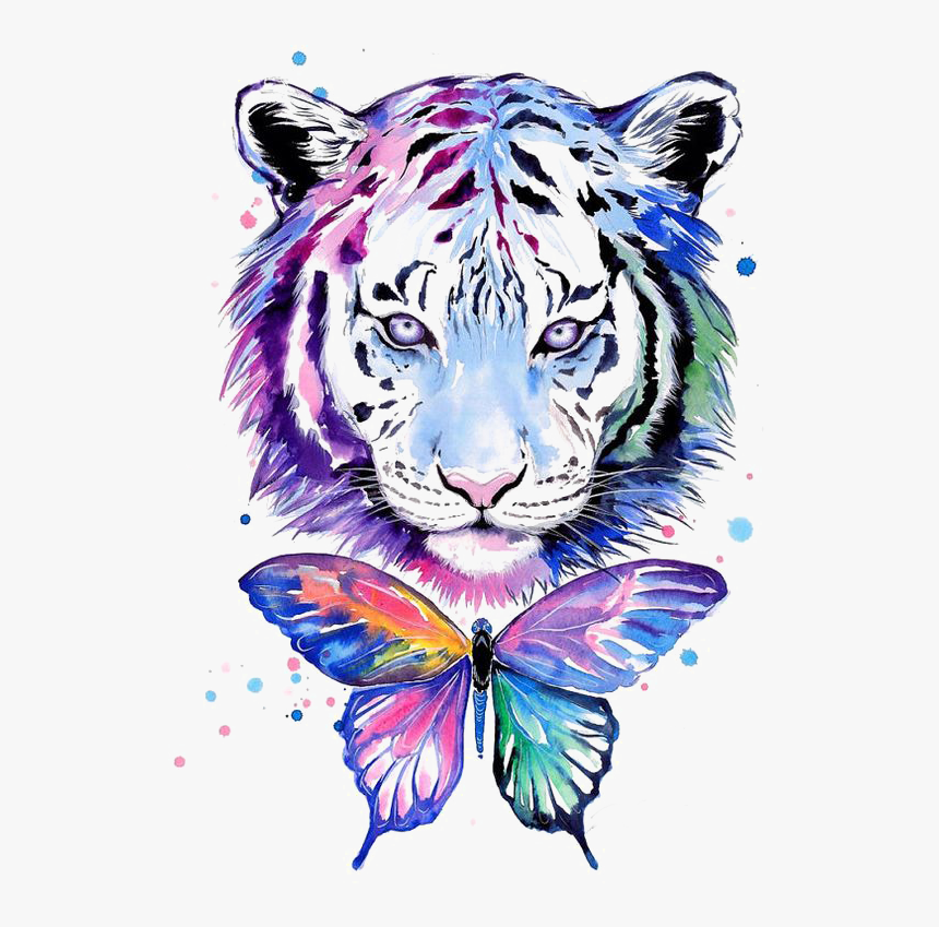 Watercolor White Tiger Tiger Art, HD Png Download