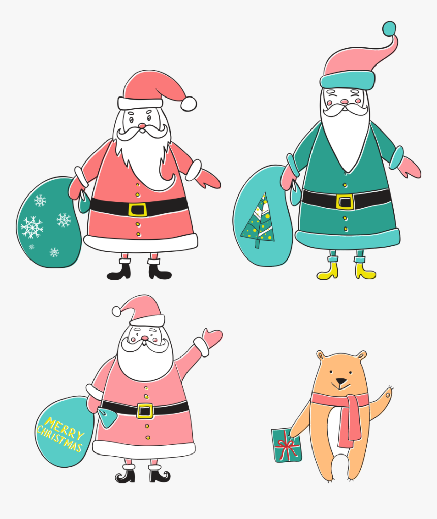 Cartoon Version Of Hand Drawn Santa Claus - Cartoon, HD Png Download