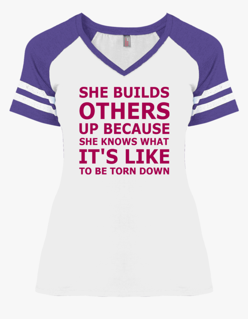 She Builds Game V Neck T Shirt, HD Png Download