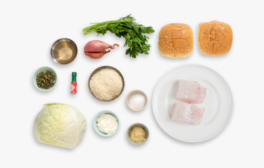 Crispy Fish Sandwiches With Coleslaw & Homemade Tartar - Dish, HD Png Download