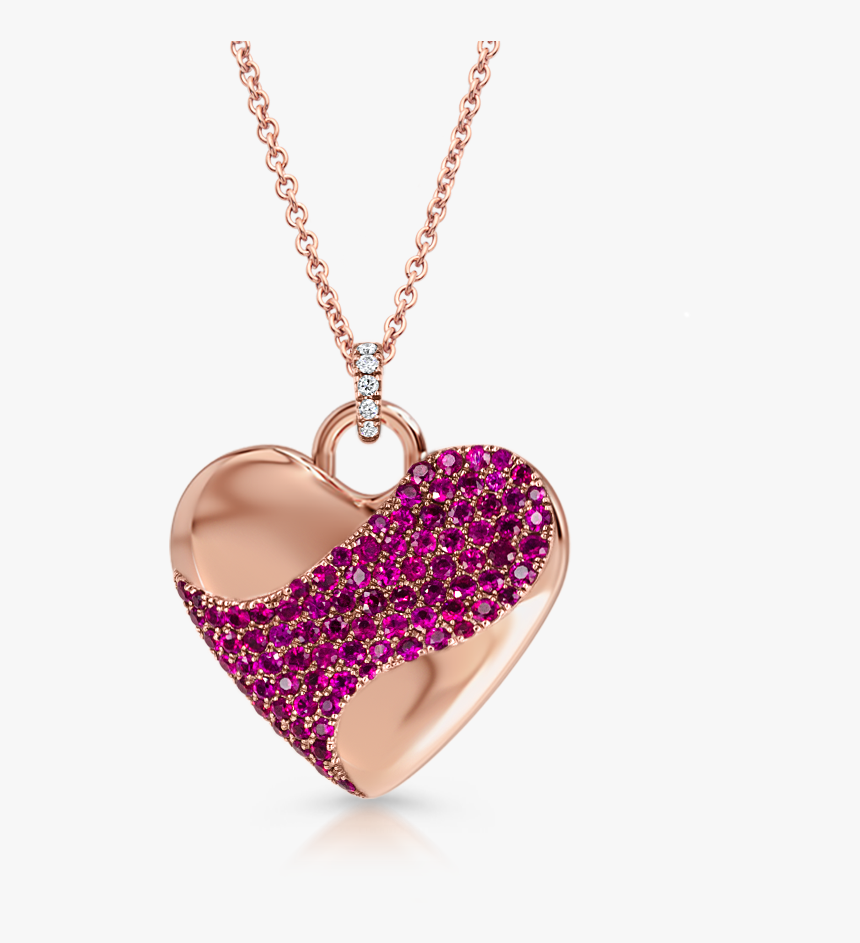 Love Heart Pendant With Rubies - Locket, HD Png Download