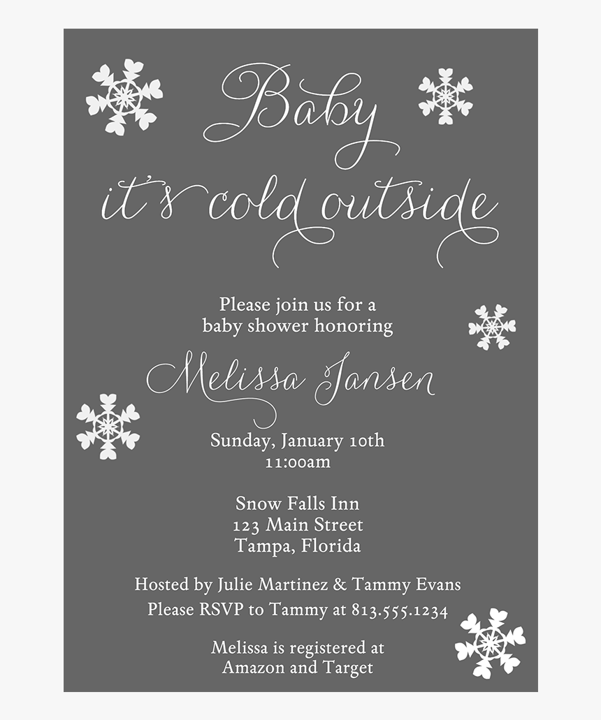 Baby It S Cold Outside White Baby Shower Invitation - Calligraphy, HD Png Download