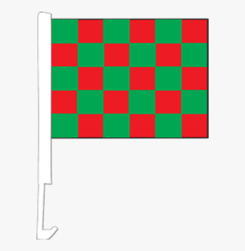 /clip On Car Flag Checkered Green Red Cp418 - Flag, HD Png Download