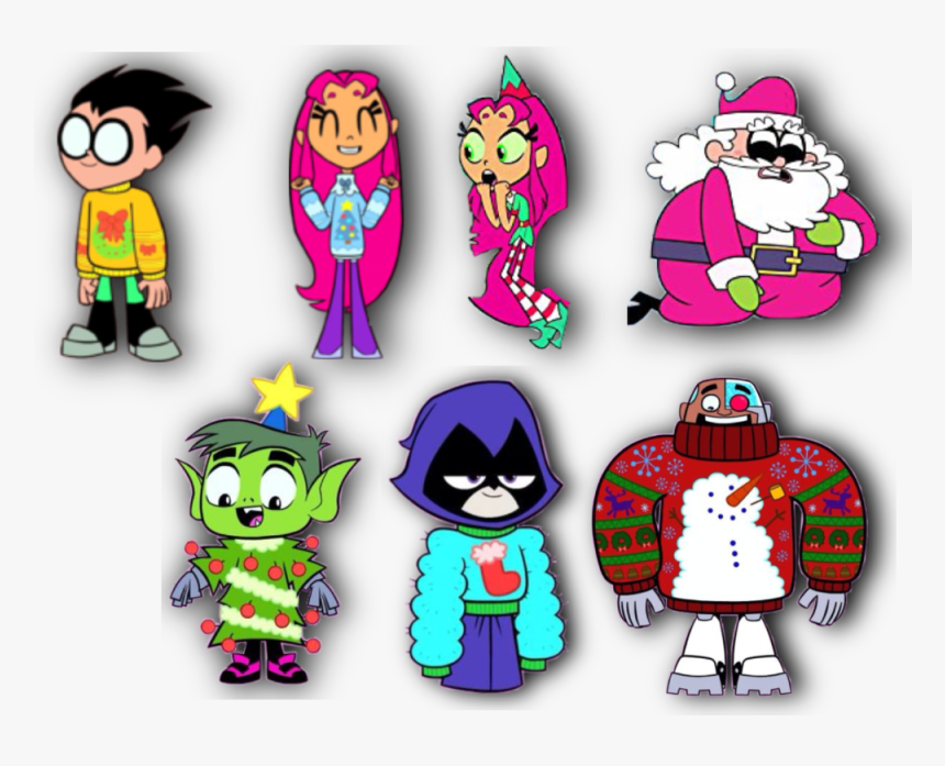 Christmas Teen Titans Go Sticker Pack - - Cartoon, HD Png Download
