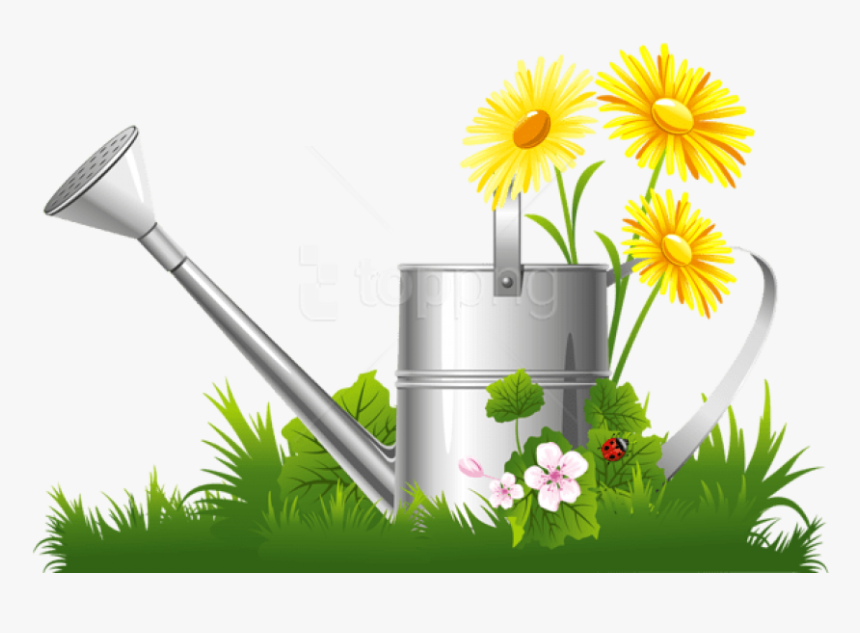 Free Png Spring Decoration With Water Can Grass And - Spring Clipart Png, Transparent Png