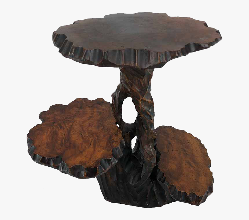 Mid Century Live Edge Wood Side Table Plant Stand - Coffee Table, HD Png Download
