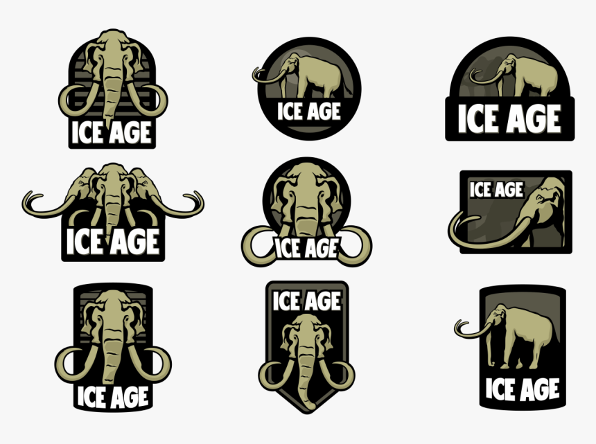 Mammoths In Ice Age Vector Labels - Mammoth Vector Graphic, HD Png Download