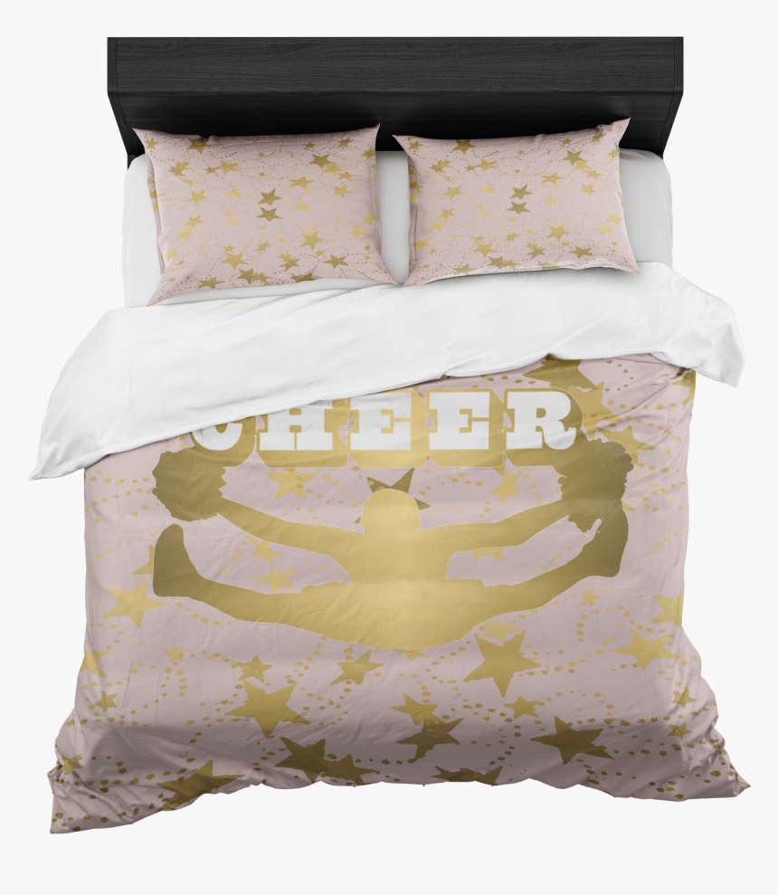 Cheer Silhouette With Stars In Gold And Pale Pink Duvet, HD Png Download