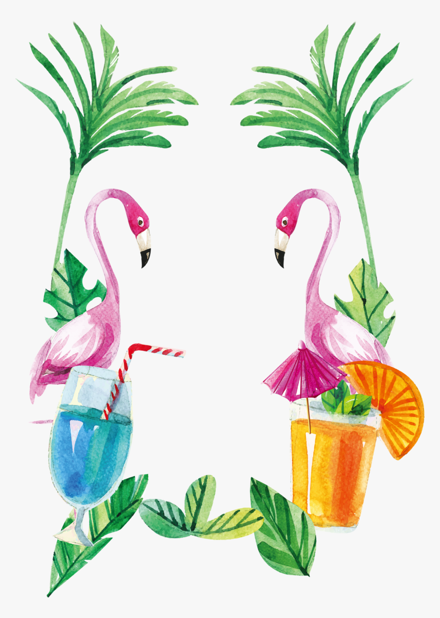 Flamingo Painted Hand Watercolor Euclidean Vector Flamingos - Summer Flamingo Clipart Png, Transparent Png