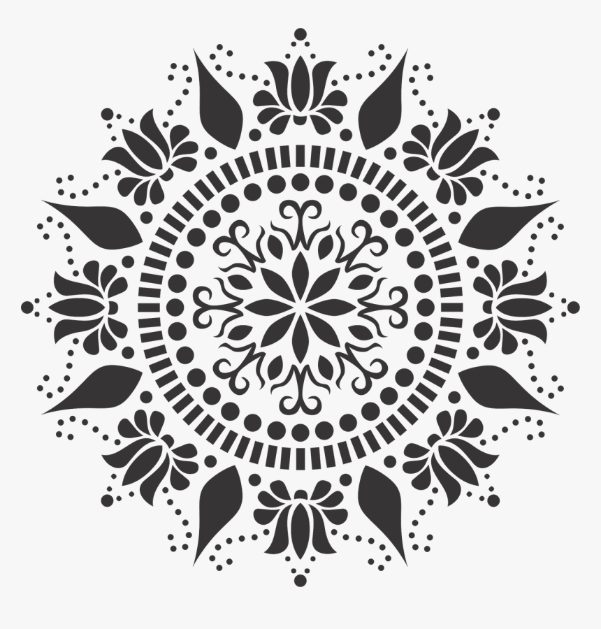 Jpg Black And White Lotus Stencil Easy And To Use Painted - Mandala Stencil Download, HD Png Download