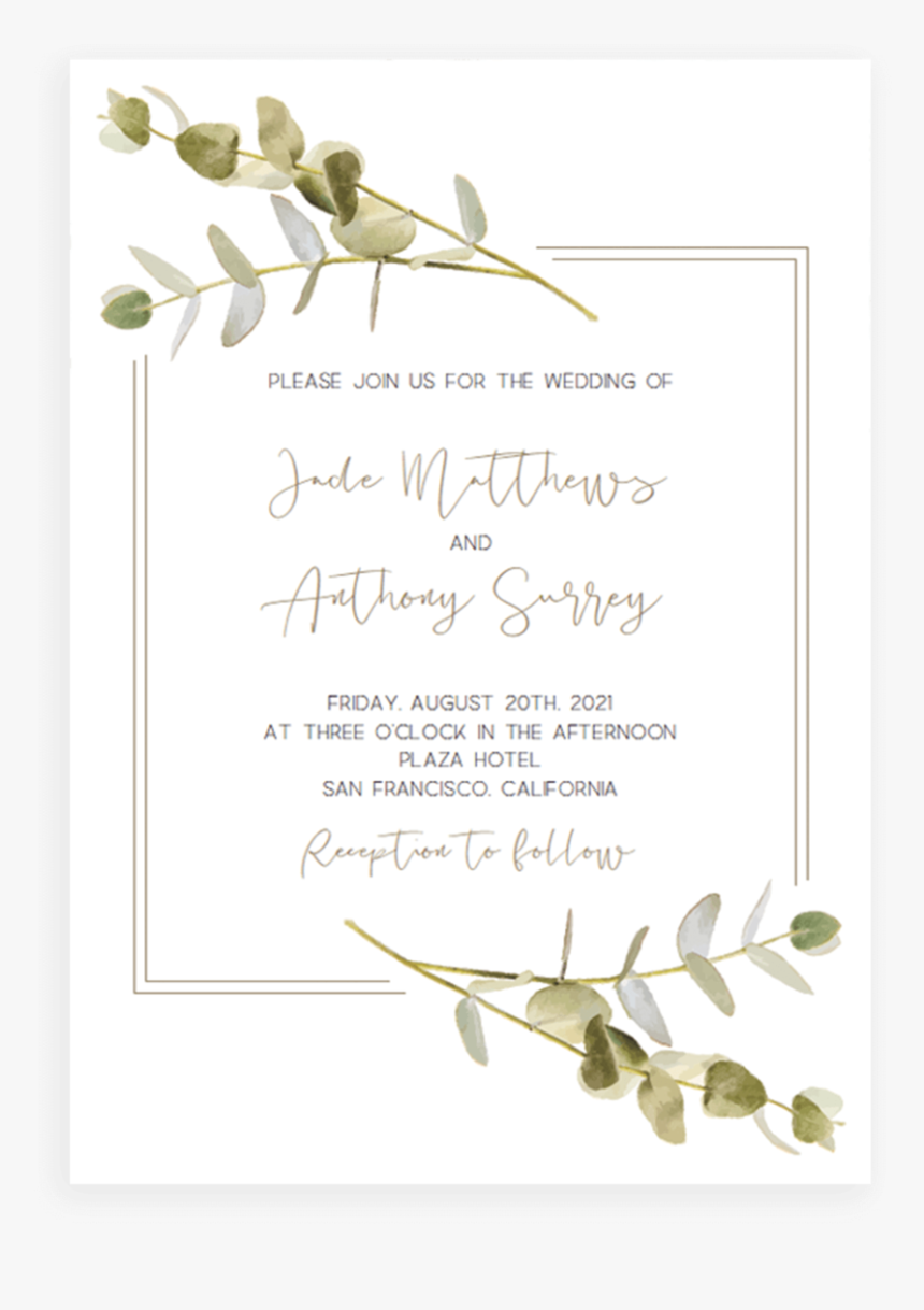 Green Laurels Wedding Invitation Template Download - Snowdrop, HD Png Download