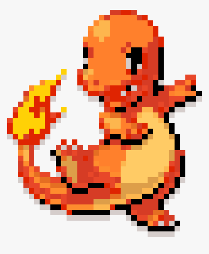Drawing Pixel Pokemon - Charmander Cross Stitch Pattern, HD Png Download