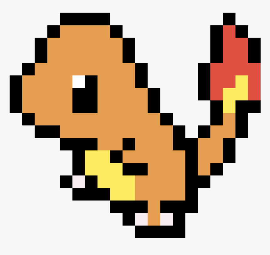 Pixel Pokémon Drawing - Charmander Pixel Art, HD Png Download