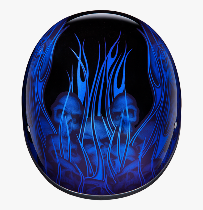 Daytona Helmet Skull Cap Wmulti Skull Flames Blue Dot - Sphere, HD Png Download