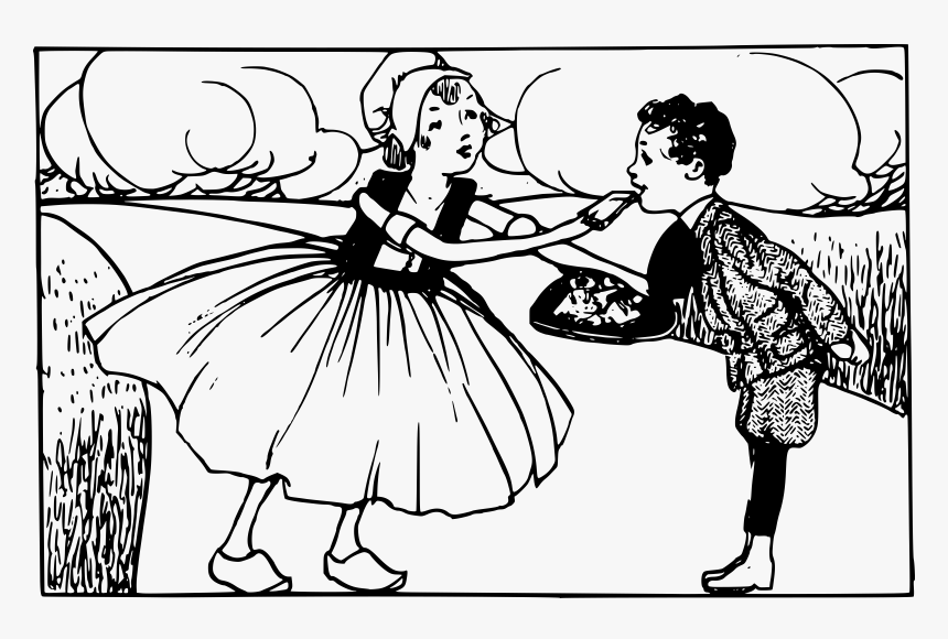 Girl Feeding A Boy Clip Arts - Clip Art, HD Png Download