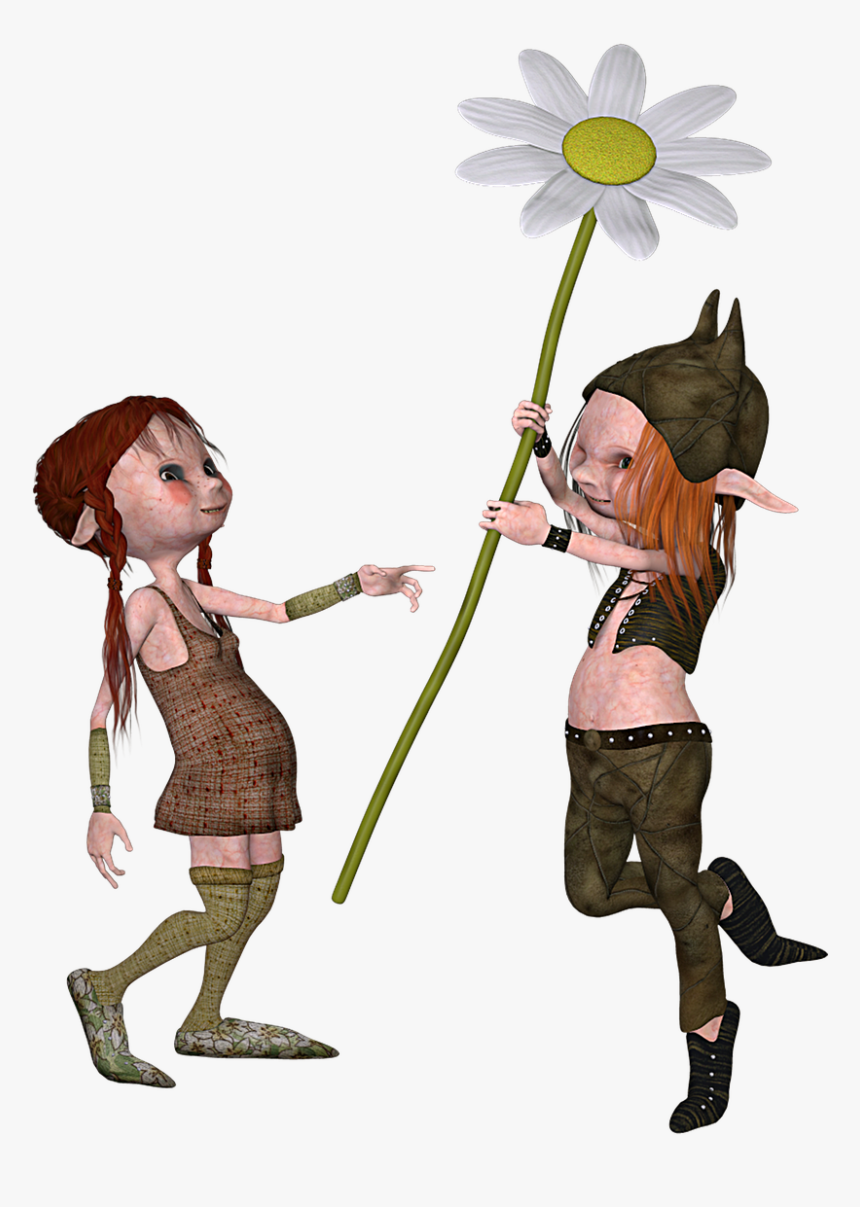 Boy And Girl Elf Flower Free Photo - Beautiful Vintage Josip Cliparts, HD Png Download