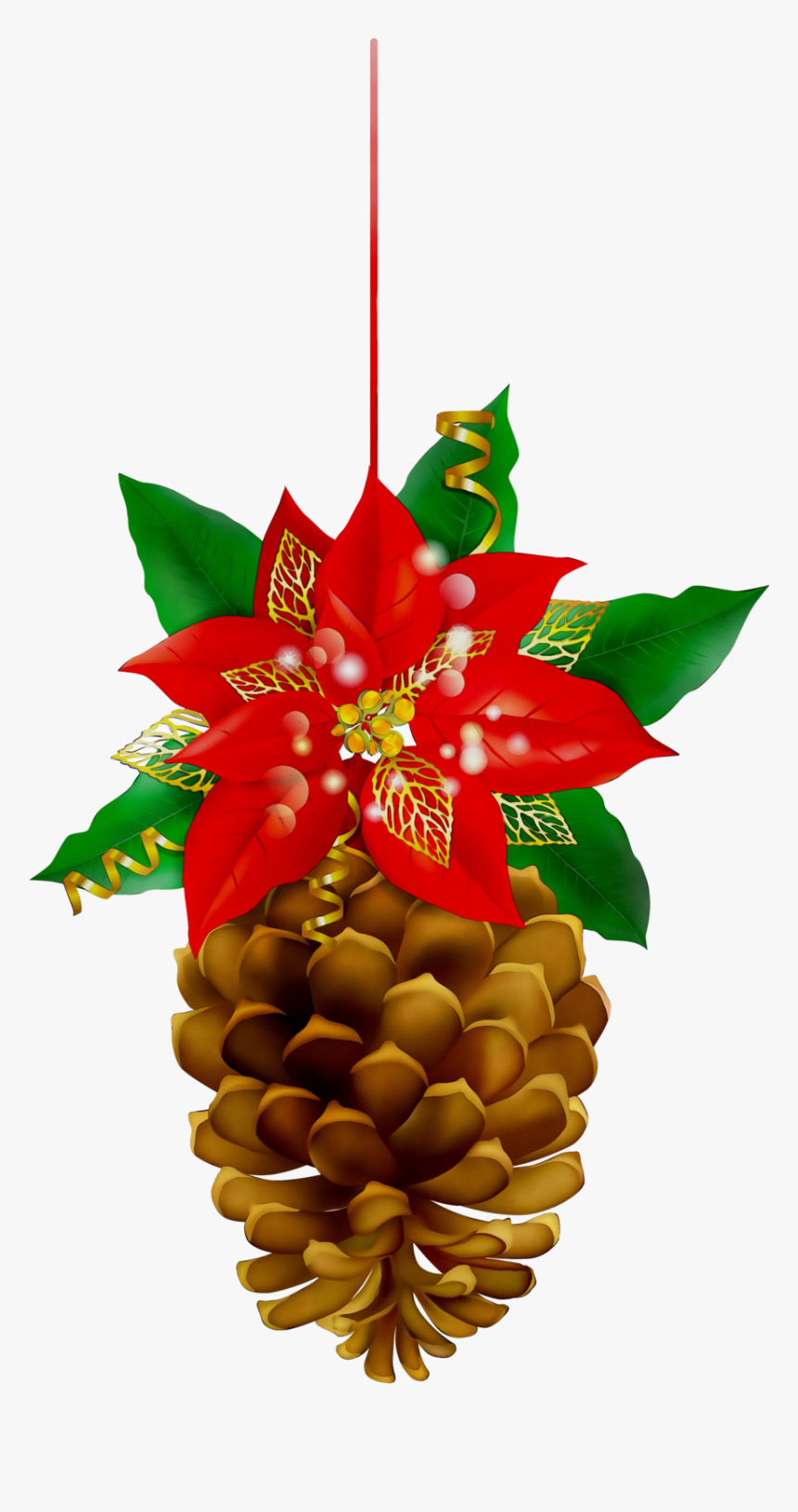 Christmas Pinecone Clipart Christmas Day Poinsettia - Poinsettia Christmas Clip Art, HD Png Download