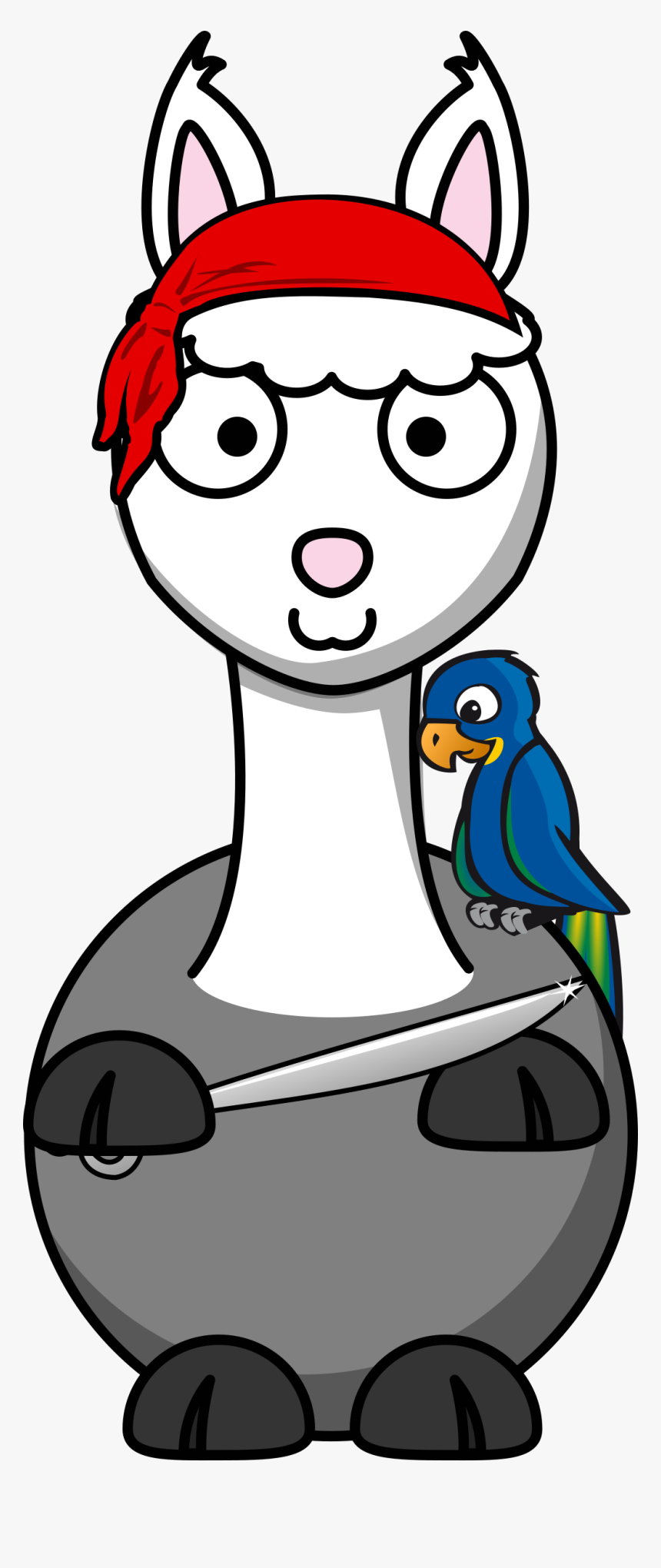 This Free Icons Png Design Of Alpaka Pirate - Llama Black And White Clipart, Transparent Png
