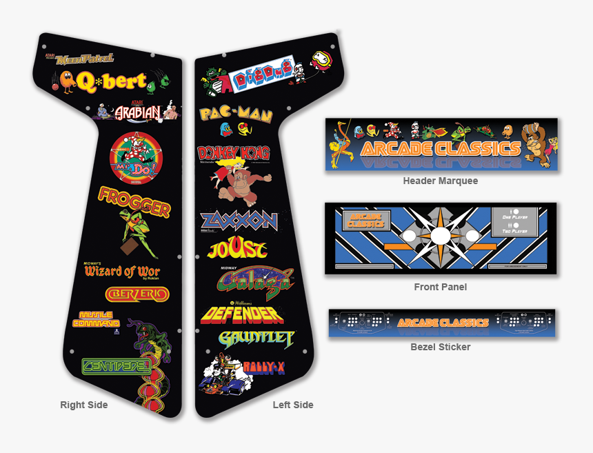 Arcade Classics 2 Graphics For Xtension Arcade - Arcade Cabinet Side Graphics, HD Png Download
