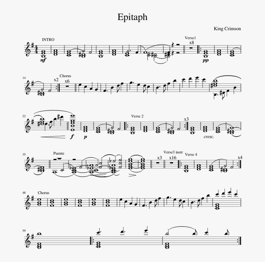 La Vie En Rose Trombone Music Clipart , Png Download - Epitaph King Crimson Clarinet, Transparent Png