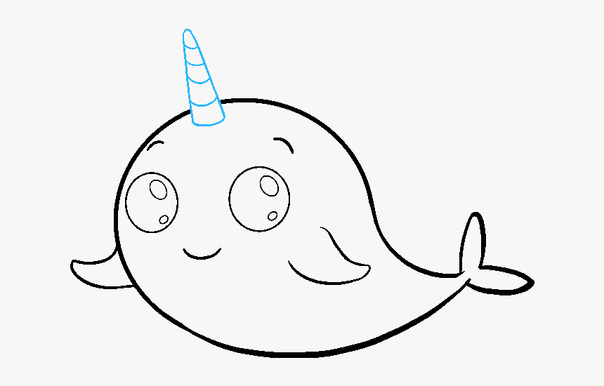 How To Draw A Cute Narwhal - Drawings Of A Narwhal, HD Png Download