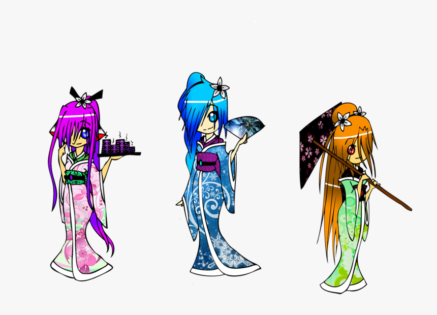 Kimono-girls - Illustration, HD Png Download