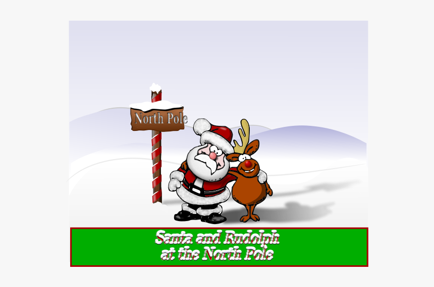 Santa And Rudolph At The North Pole Vector Illustration - Santa And Rudolf, HD Png Download