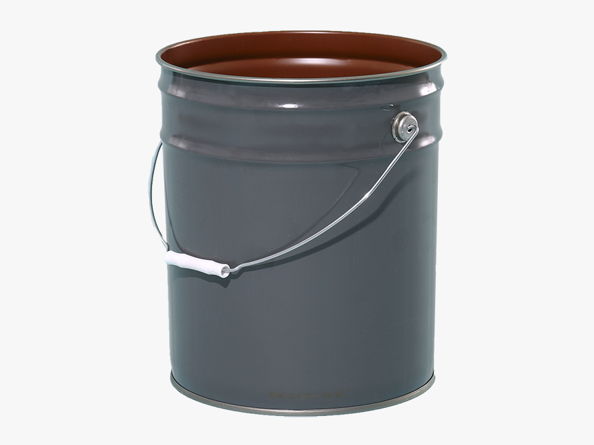 5 Gallon Grey 26 Gauge Metal Open Head Pail W/red-brown - Box, HD Png Download