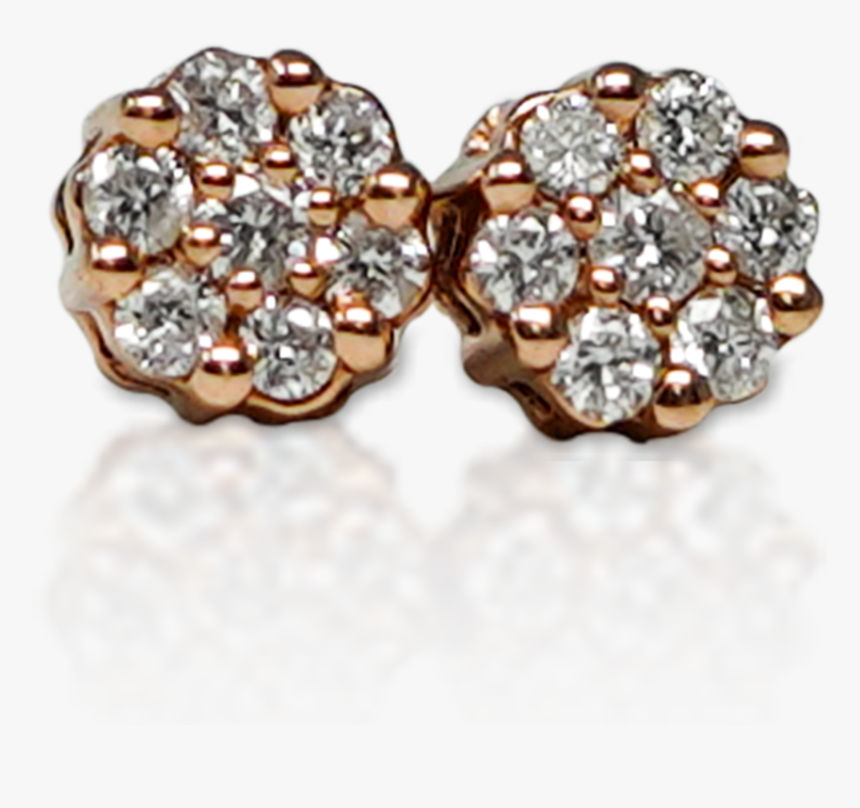 10k Rose Gold Diamond Flower Earrings - Earrings, HD Png Download