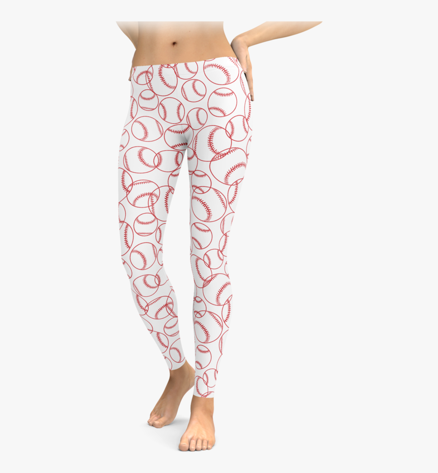 White Baseball Outline Leggings - Leggings, HD Png Download