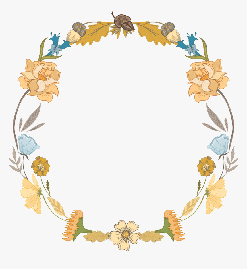 Fresh Light Golden Hand Drawn Wreath Decorative Elements, HD Png Download