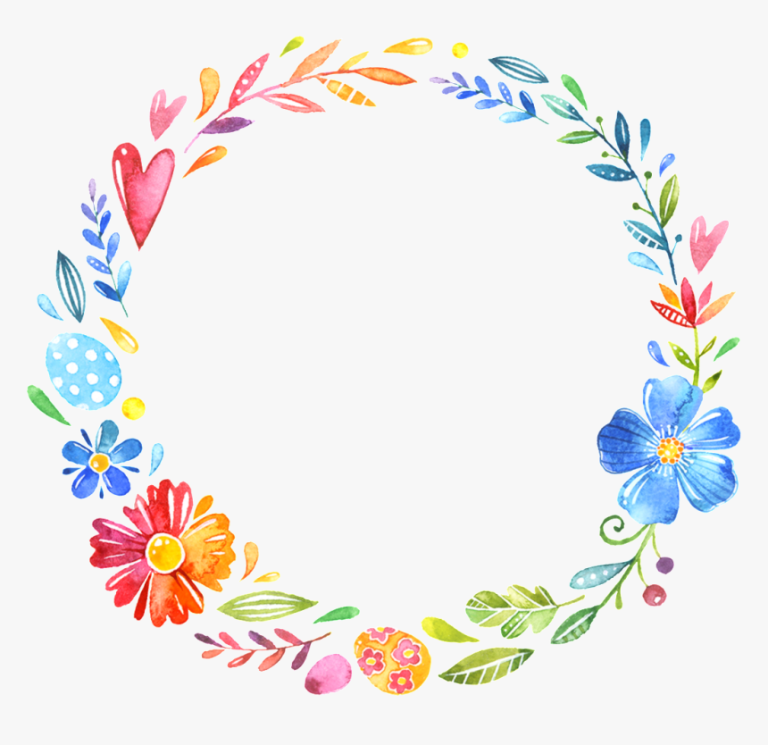 Fresh Blue Flowers Hand Drawn Garland Decorative Elements - Unicorn Border Clipart Free, HD Png Download